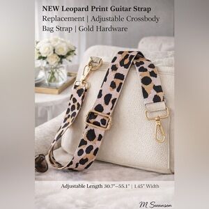 NEW Leopard Print Guitar Strap Replacement Crossbody Bag Strap | Gold Hardware